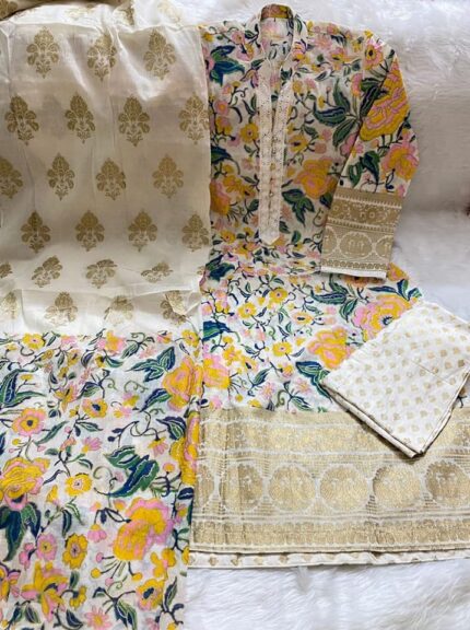 Soft Khaddi Cotton tai dai screen print 3 piece