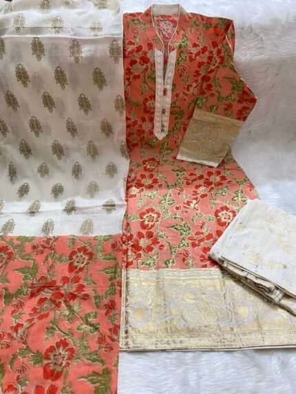 Soft Khaddi Cotton tai dai screen print 3 piece