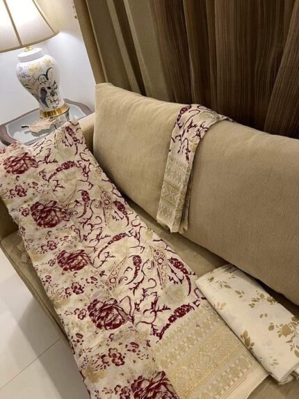 Soft Khaddi Cotton tai dai screen print 3 piece