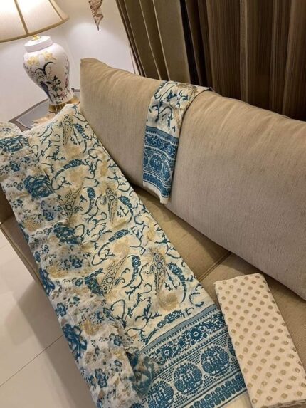 Soft Khaddi Cotton tai dai screen print 3 piece