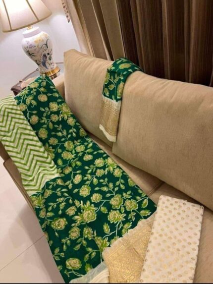 Soft Khaddi Cotton tai dai screen print 3 piece