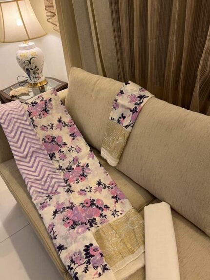 Soft Khaddi Cotton tai dai screen print 3 piece
