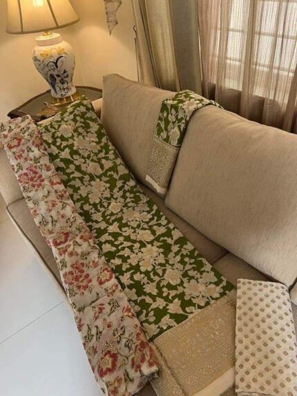 Soft Khaddi Cotton tai dai screen print 3 piece