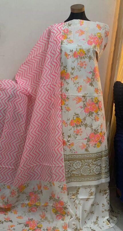 Soft Khaddi Cotton tai dai screen print 3 piece
