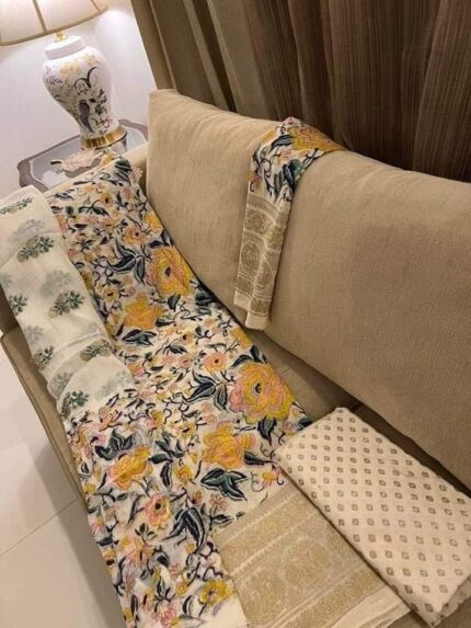 Soft Khaddi Cotton tai dai screen print 3 piece