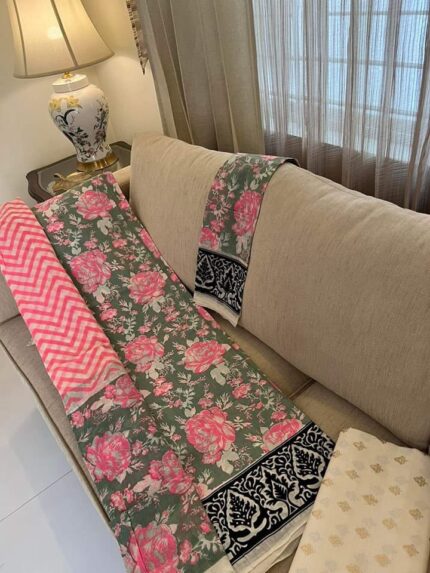 Soft Khaddi Cotton tai dai screen print 3 piece