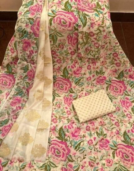 Soft Khaddi Cotton tai dai screen print 3 piece