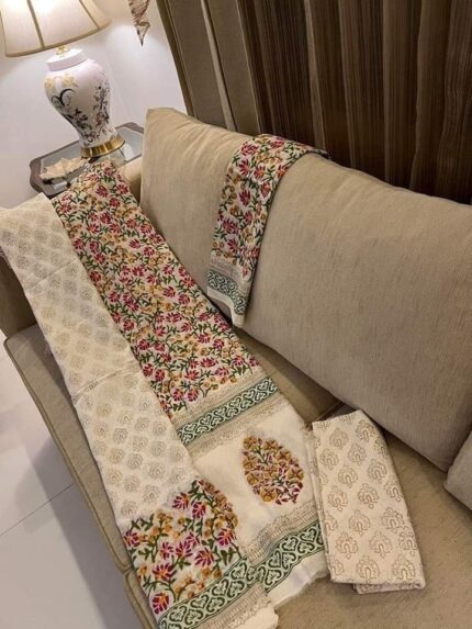 Soft Khaddi Cotton tai dai screen print 3 piece