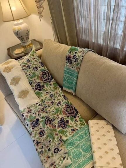 Soft Khaddi Cotton tai dai screen print 3 piece